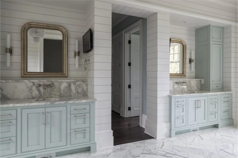 Coastal Shingle Style on St. Andrew Bay – Interior Custom Cabinetry in Master Bathroom interior custom cabinetry in master bathroom in Coastal Shingle Style on St. Andrew Bay