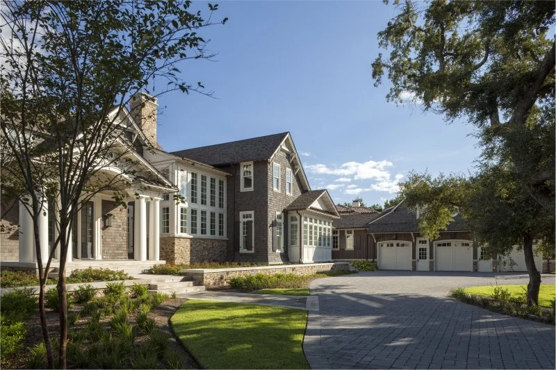 Coastal Shingle Style on St. Andrew Bay – Full Exterior Side View with Garage full exterior side view with garage in Coastal Shingle Style on St. Andrew Bay