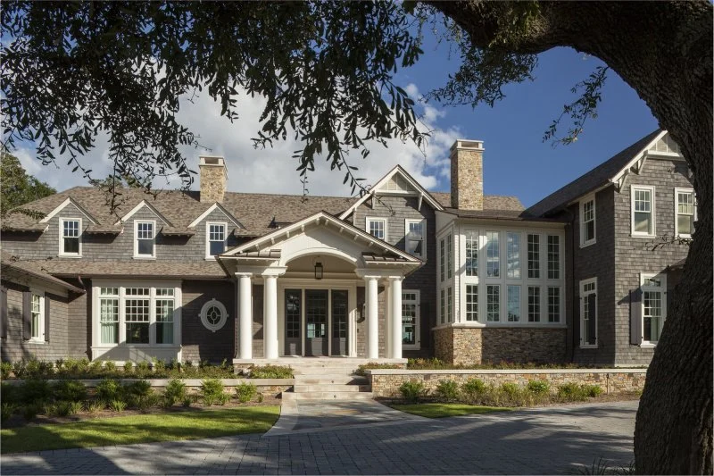 Coastal Shingle Style on St. Andrew Bay – Full Front Exterior View full front exterior view in Coastal Shingle Style on St. Andrew Bay