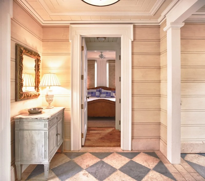 Wooden Classicism – Entryway Before Bedroom e f san juan, entryway before bedroom inside the Wooden Classicism in Seaside, painted ceiling paneling, coastal decor, seaside florida, 30A, south walton, walton county, northwest florida