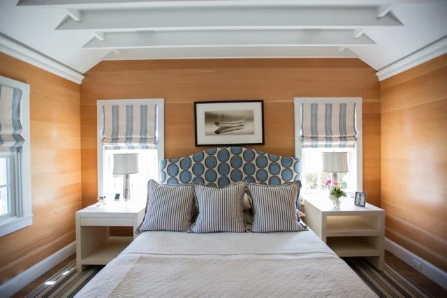 In Surf We Trust – Interior Guest Bedroom e f san juan, interior guest bedroom In Surf We Trust, exposed painted ceiling joists, coastal decor, seaside florida, 30A, south walton, walton county, northwest florida