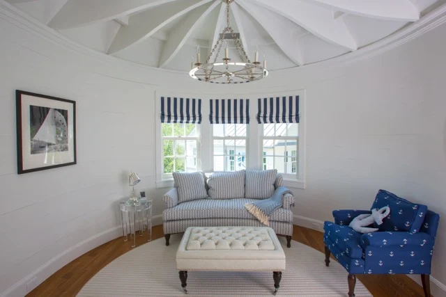 In Surf We Trust – Interior Sitting Room with Custom Ceiling e f san juan, interior sitting room with custom ceiling In Surf We Trust, exposed painted ceiling joists, coastal decor, seaside florida, 30A, south walton, walton county, northwest florida