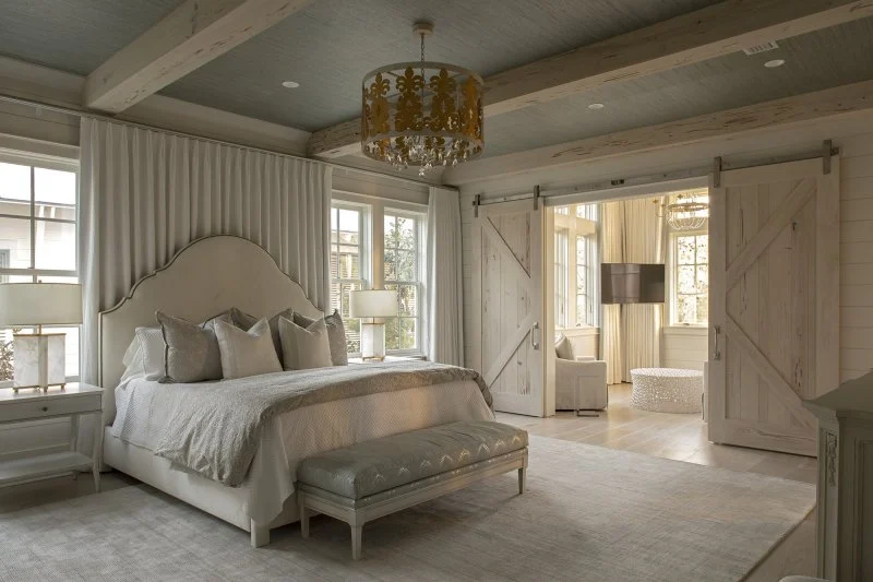 Southern Beach Getaway in WaterColor – Custom Interior Door in Master Bedroom custom interior doors in master bedroom at the Southern Beach Getaway in WaterColor