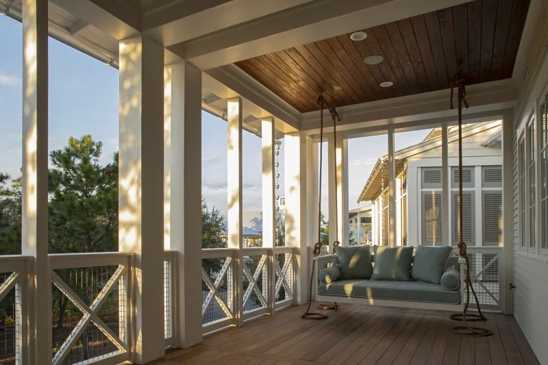 Southern Beach Getaway in WaterColor – Exterior Balcony Swing exterior balcony swing at the Southern Beach Getaway in WaterColor