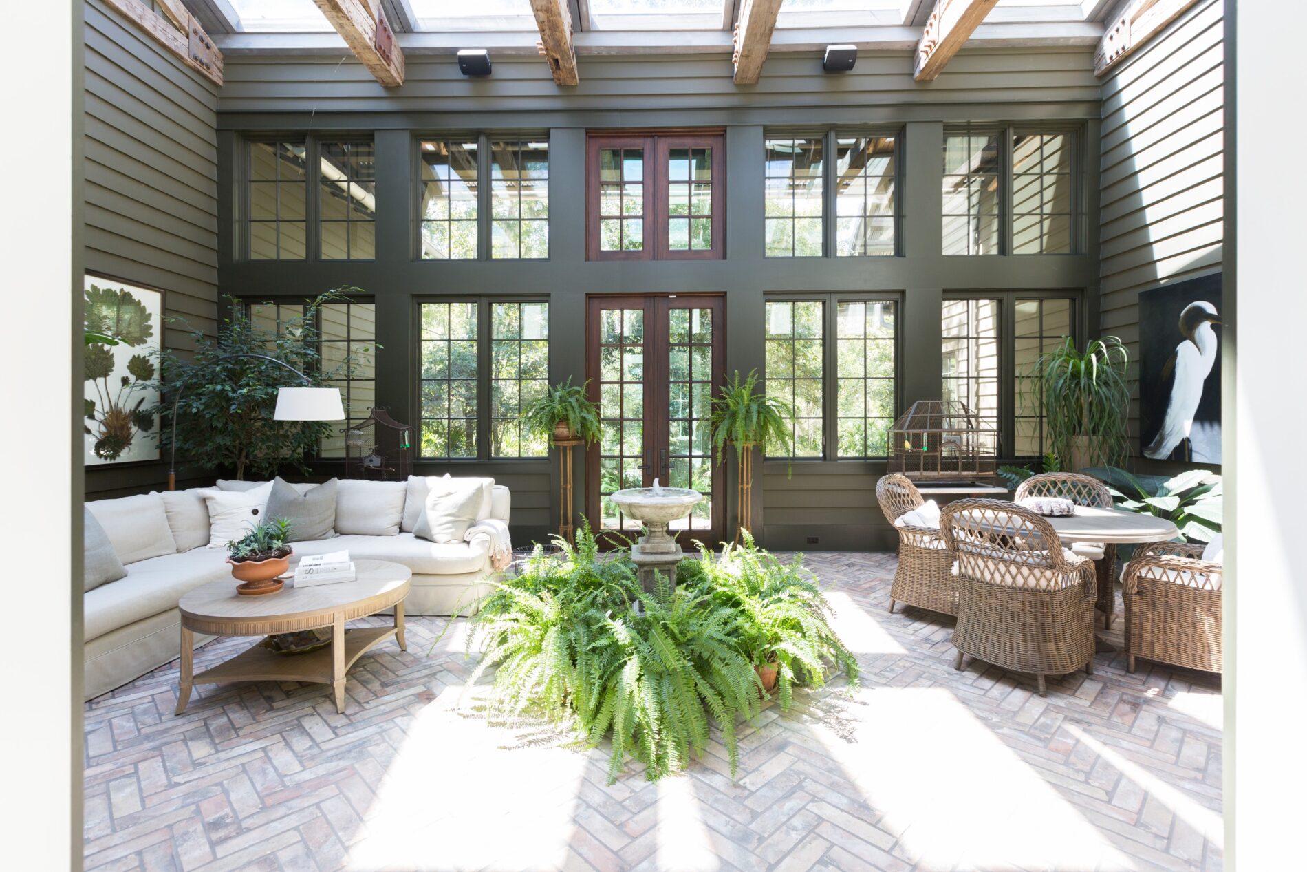 30a custom millwork, loewen windows, 30a florida millwork, custom wood facade, custom ceiling, courtyard design, alys beach florida, windows and doors, hurricane-rated millwork, satina hardwood design, kinneymorrow architects, e f san juan