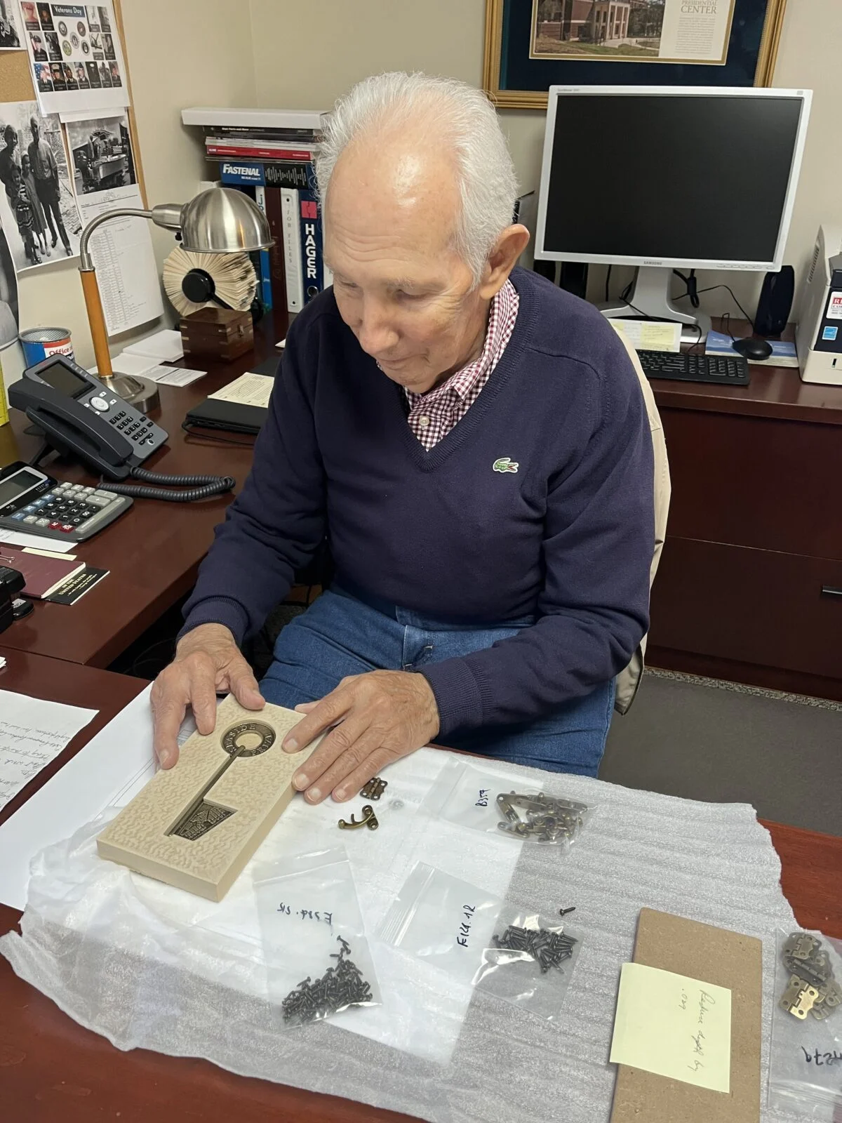 Edward F San Juan designing Seaside Prize Key Box Edward F. San Juan working on designs for the Seaside Prize Key custom enclosure