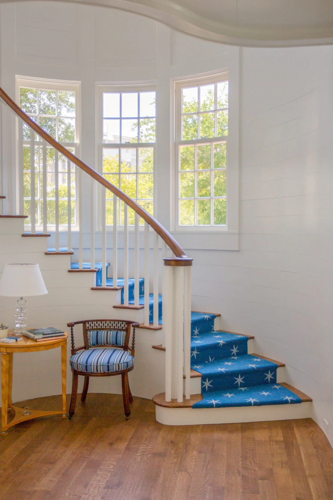 Custom Curved Stairwell Walls – Full Front View full front view of Custom Curved Stairwell Walls