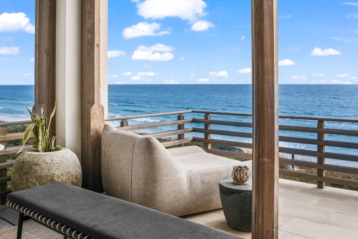 Gulf-Front Grandeur – Exterior Balcony with Custom Millwork exterior balcony with custom millwork at Gulf-Front Grandeur